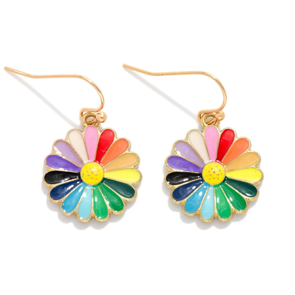 Enamel Flower Drop Earring