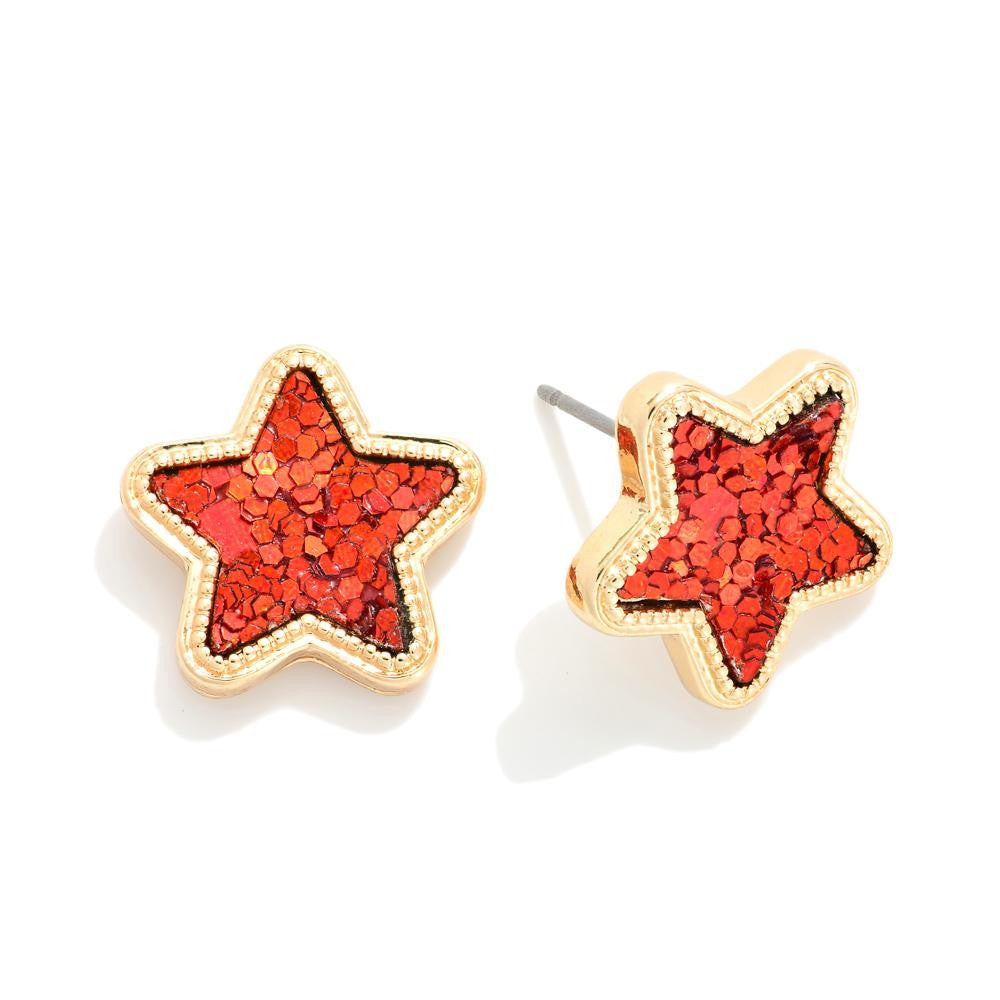 Glitter Star Stud Earrings