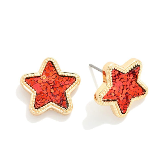 Glitter Star Stud Earrings
