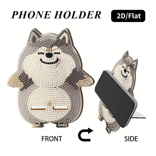 Preorder Wooden Wolf Diamond Art Phone Stand