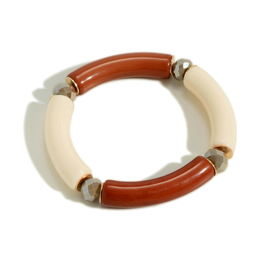Resin Stretch Bracelet Featuring Glass Bead Accents