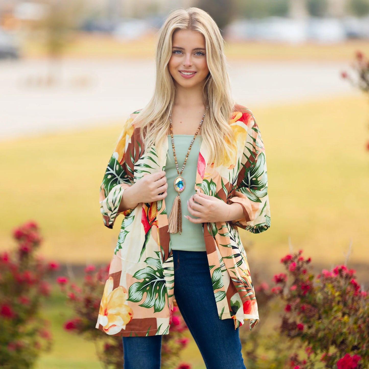 Tropical Print Duster