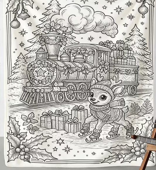 DIY Coloring Blanket - Train