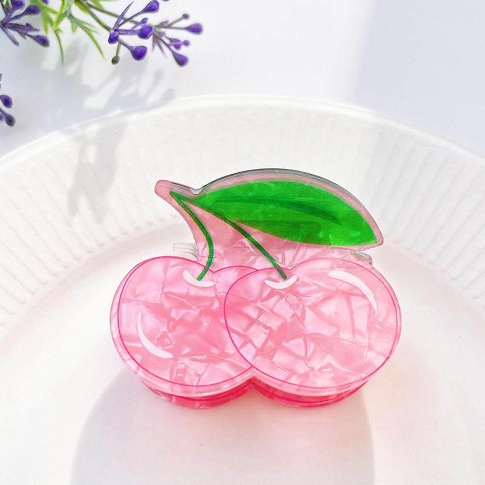 Marbled Acetate Cherries Claw Hair Clip