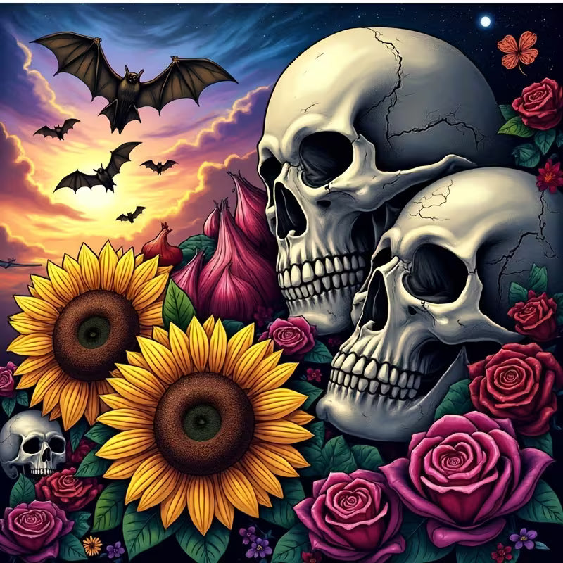 Sunflower Skulls Diamond Art
