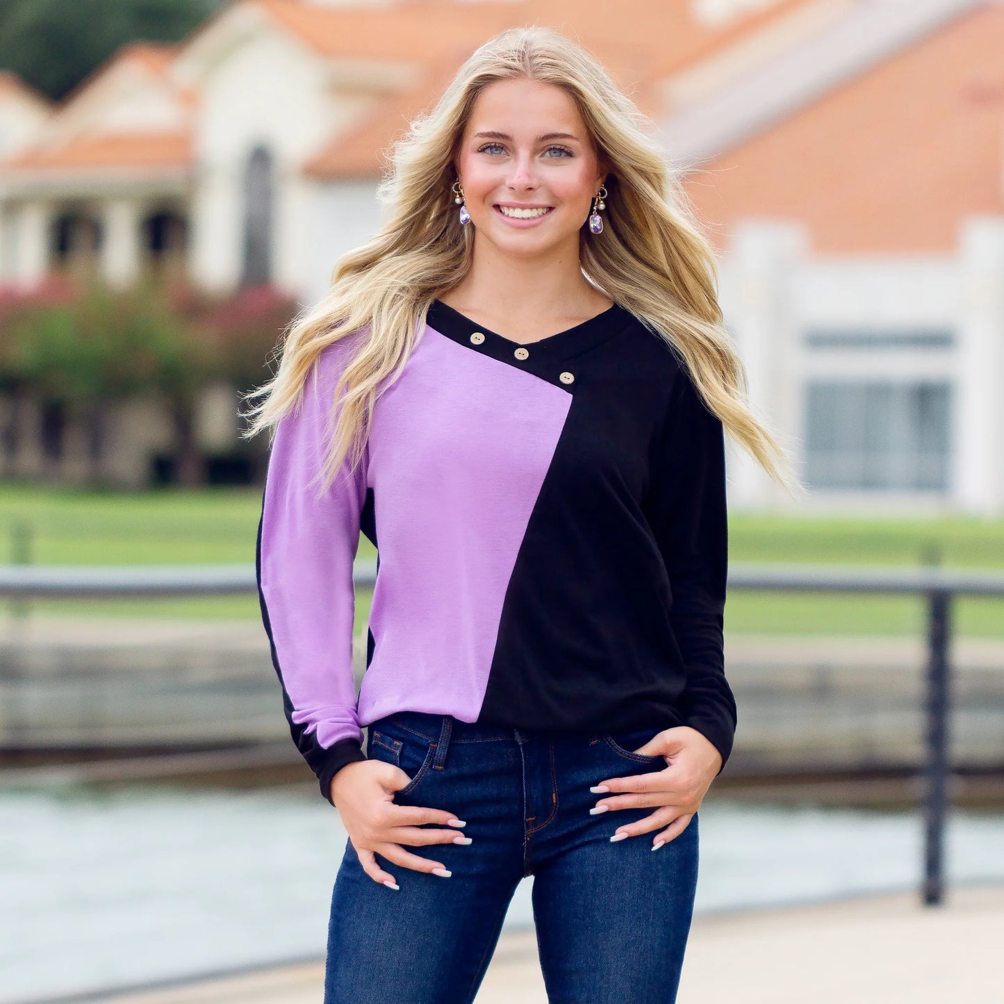 Sunshine & Redeo Color Block Long Sleeve Top