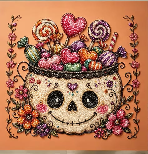 Candy Skull Pearl Painting