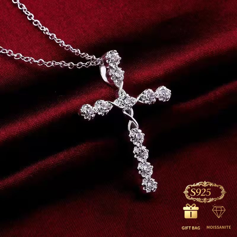 925 Silver Moisanite Cross Necklace