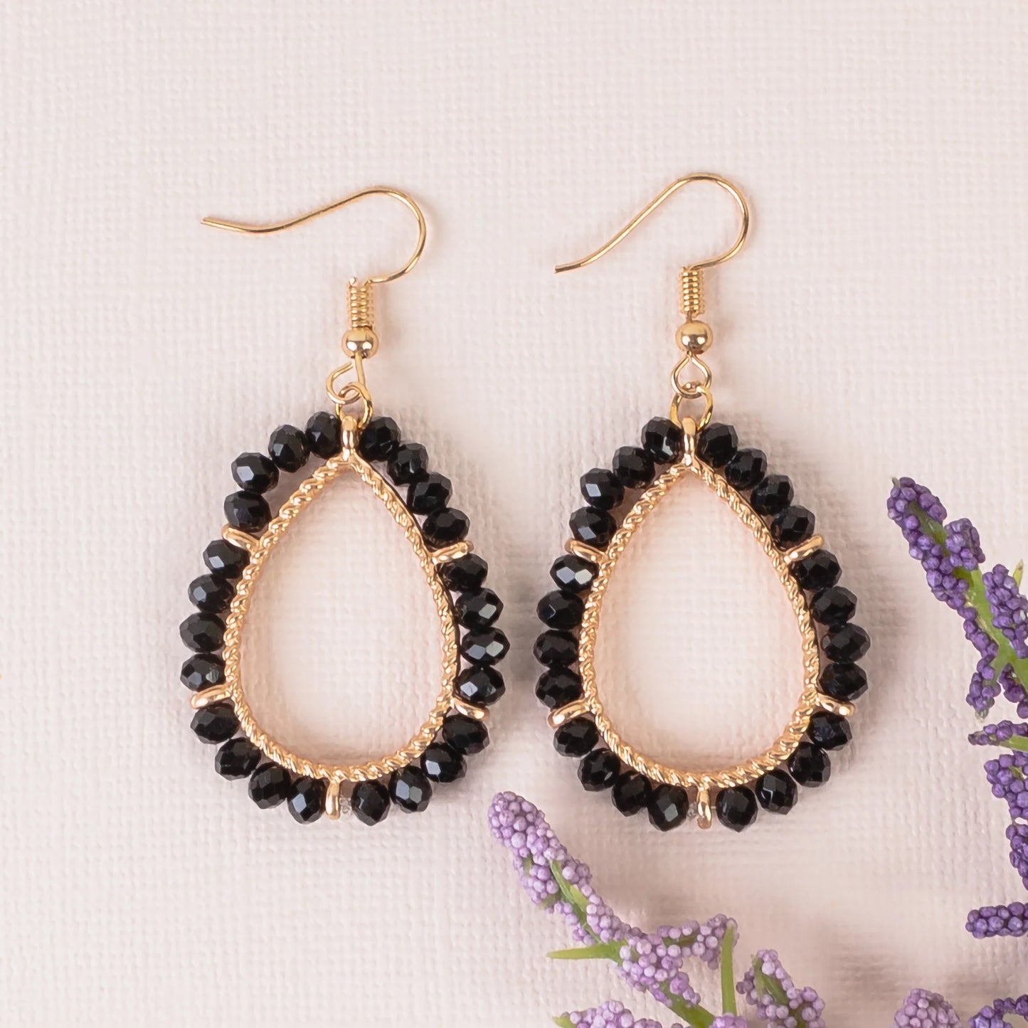 Free For All Friday Beaded Hoop Earrings - Black