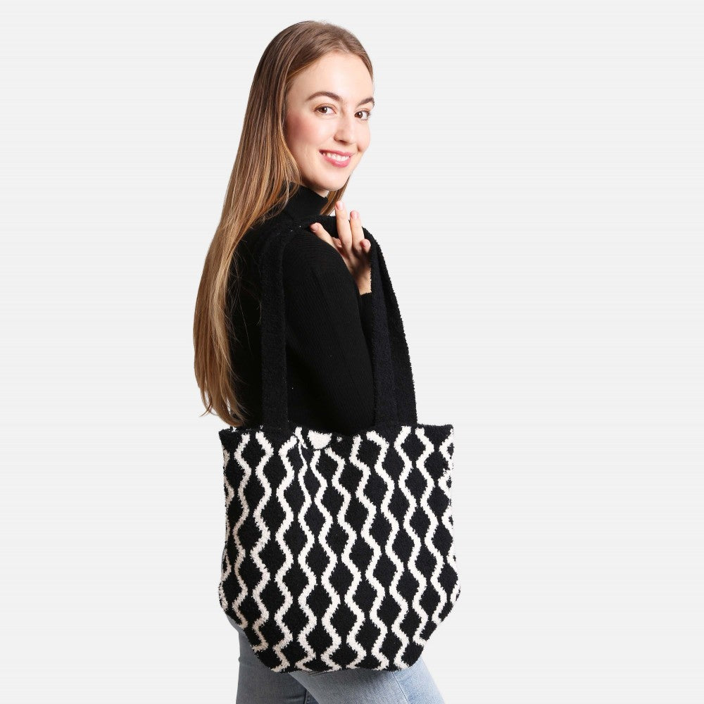 ComfyLuxe Chevron Knit Tote Bag