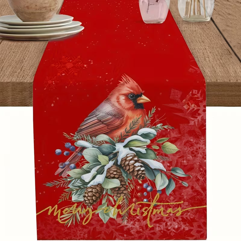 Merry Christmas Cardinal Table Runner