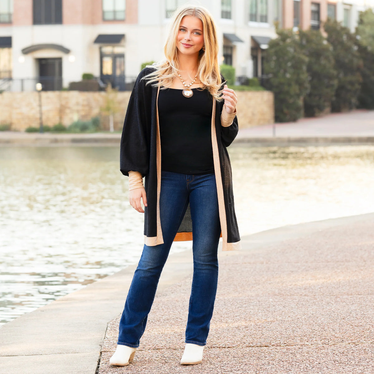 Sunshine & Rodeo Shimmery Cardigan with Pockets