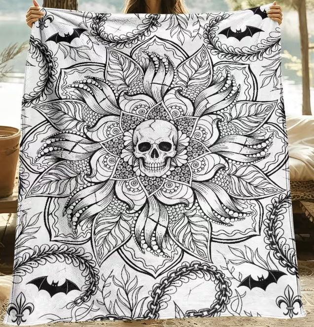 DIY Coloring Blanket - Flower Skull