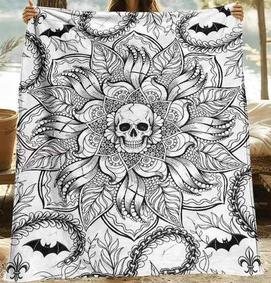 DIY Coloring Blanket - Flower Skull