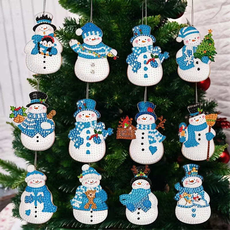 Preorder 12 Diamond Art Snowman Ornaments