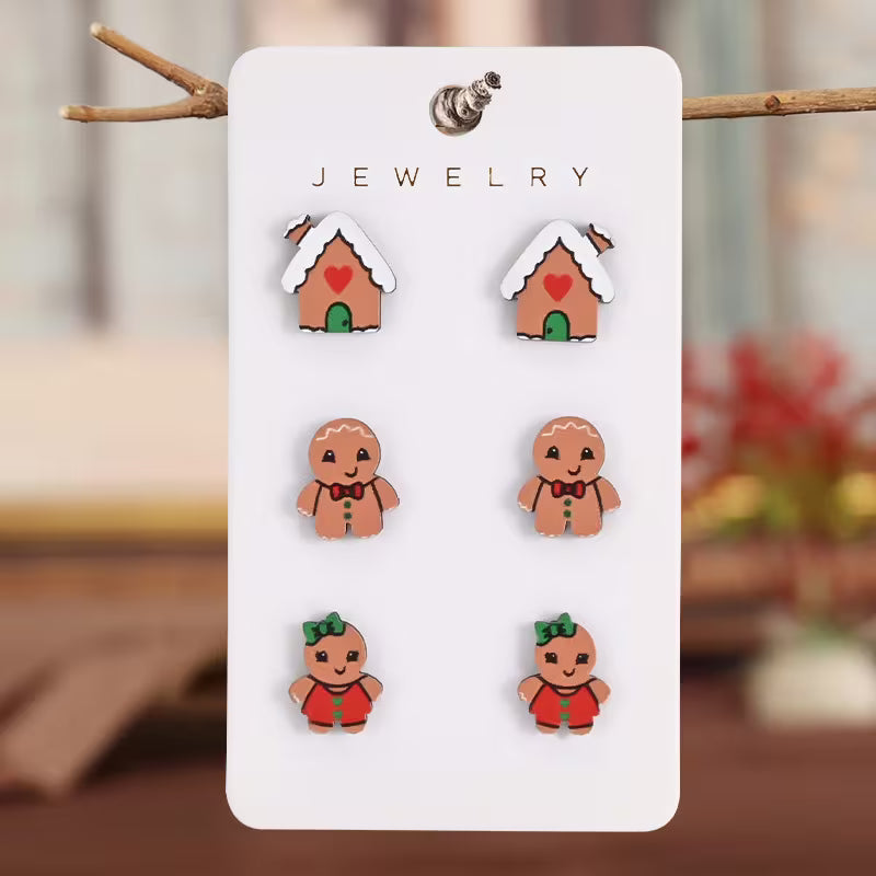 Set of 3 Gingerbread Earrings