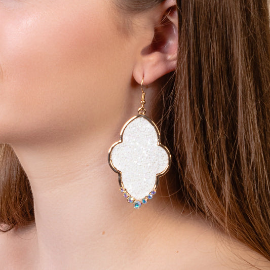 Glitter Earrings - White