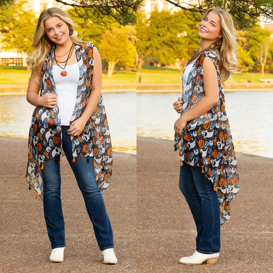 Sunshine & Redeo Happy Halloween Print Vest