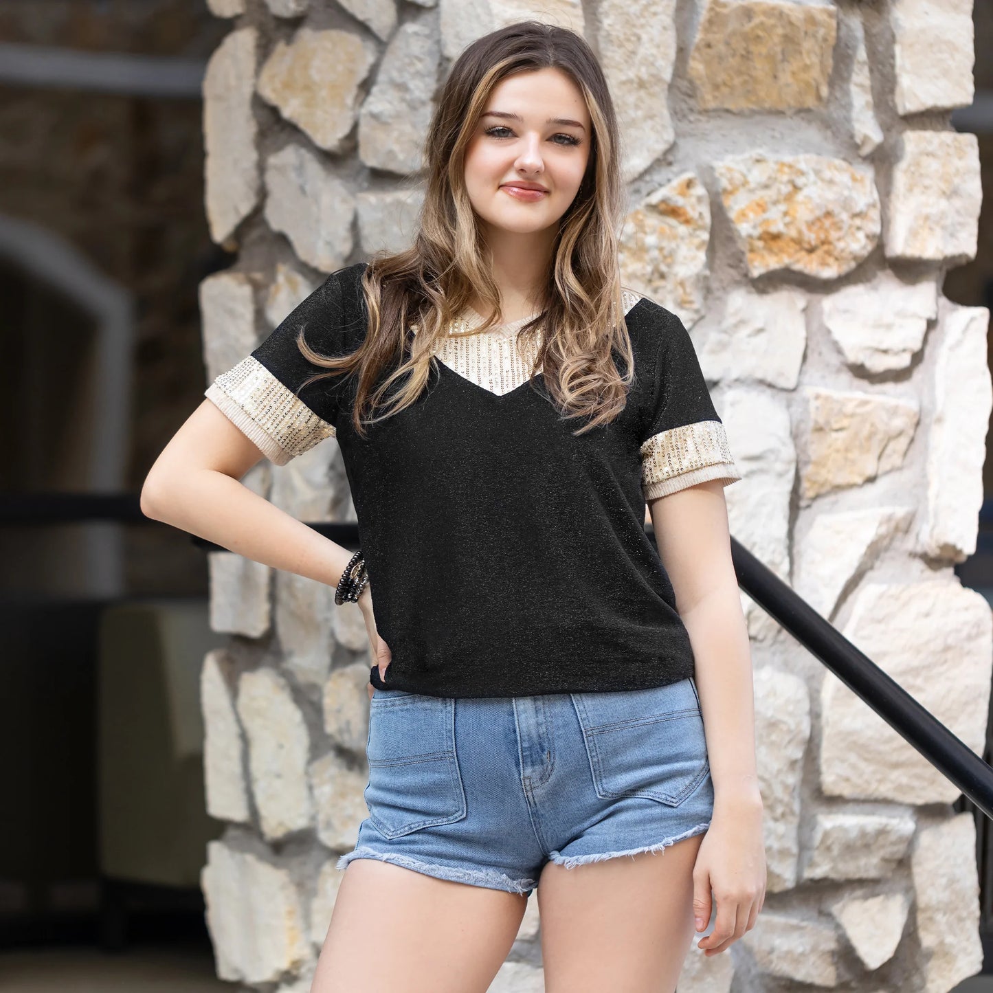 Half Sleeve top with Sequin
