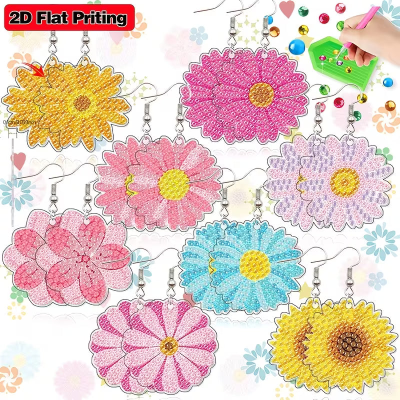 Preorder 8 Flower Diamond Art Earrings