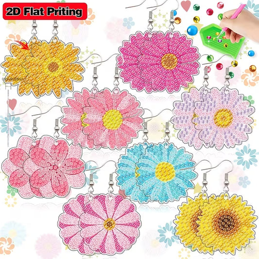 Preorder 8 Flower Diamond Art Earrings