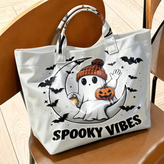 Glossy PVC  Spooky Vibes Tote Bag
