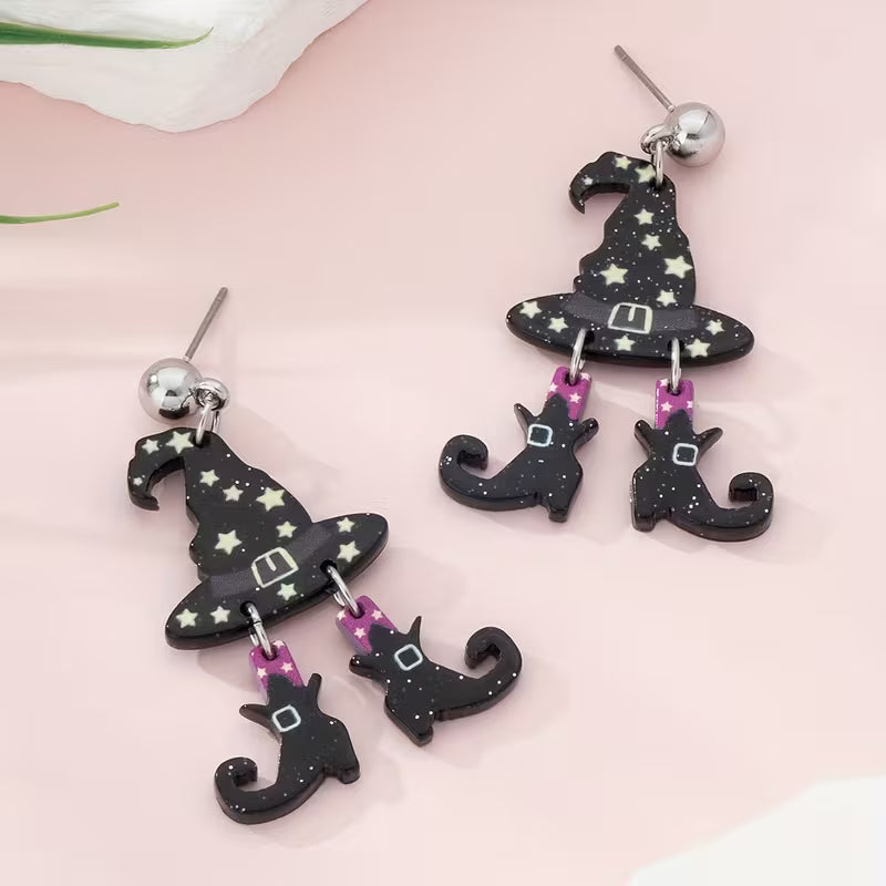 Dangle Witch Hat Earrings