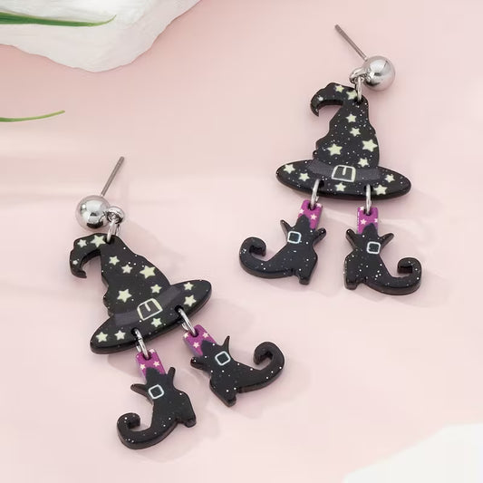 Dangle Witch Hat Earrings