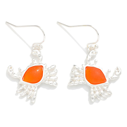 Acetate & Metal Crab Drop Earrings