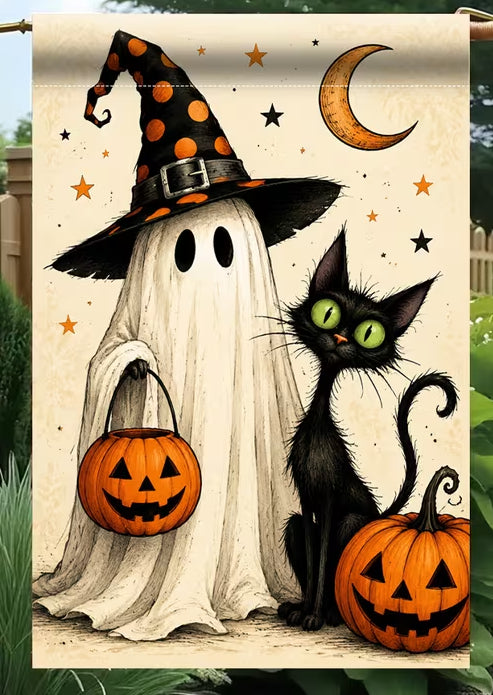 Ghost & Cat Garden Flag
