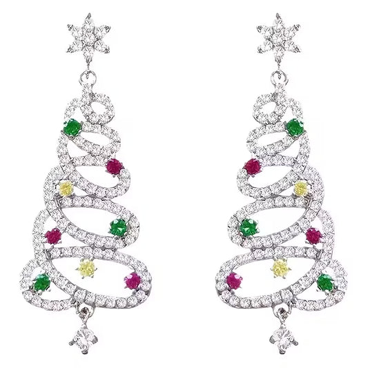 Dangle Silver Tree Earrings