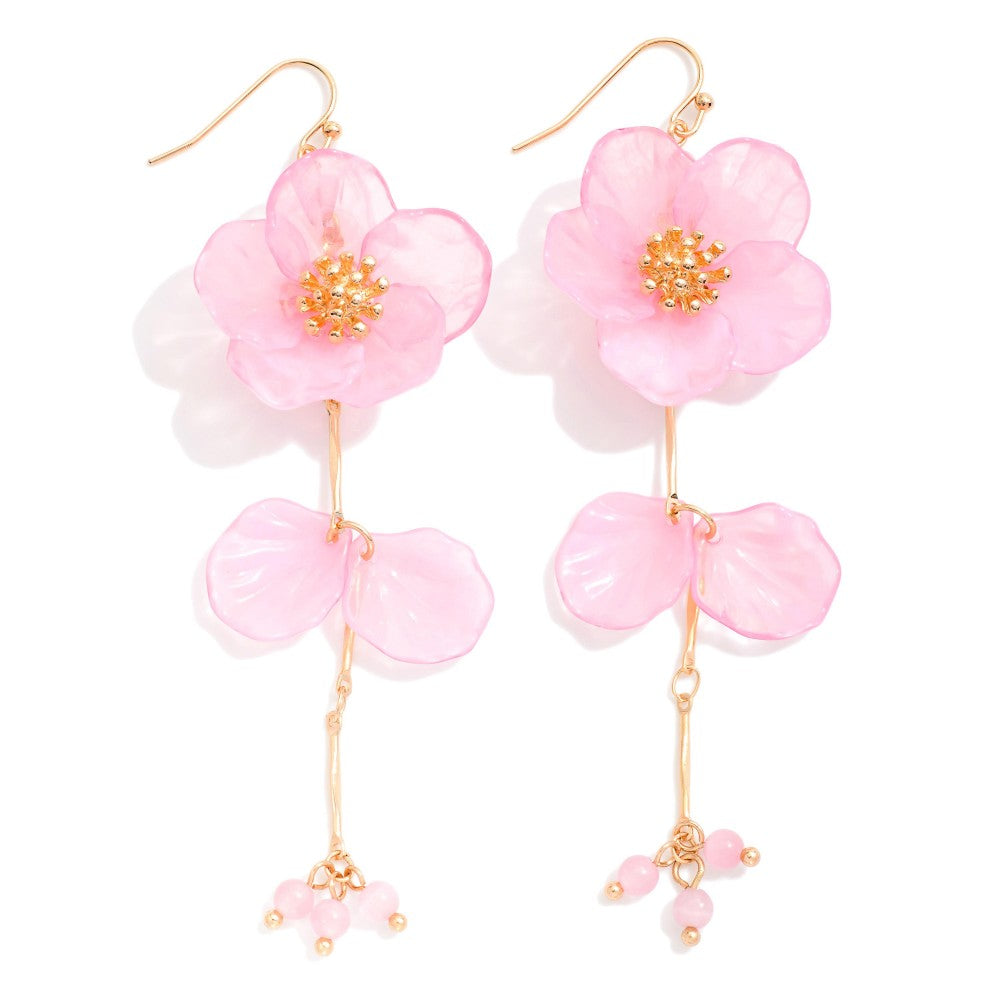 Acetate Flower With Linked Petals Drop Earrings