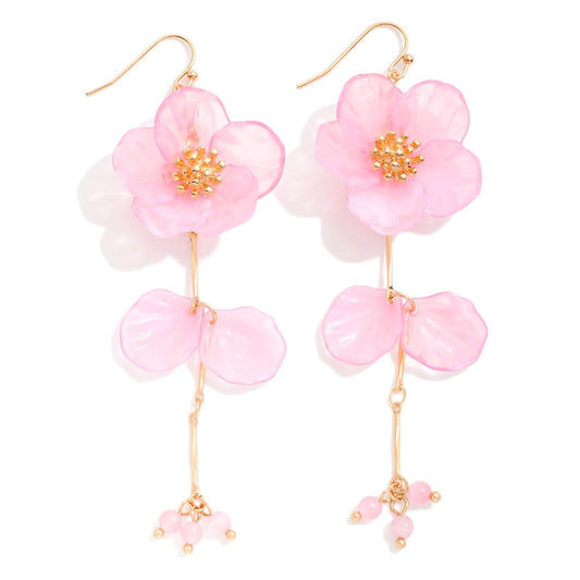 Acetate Flower With Linked Petals Drop Earrings