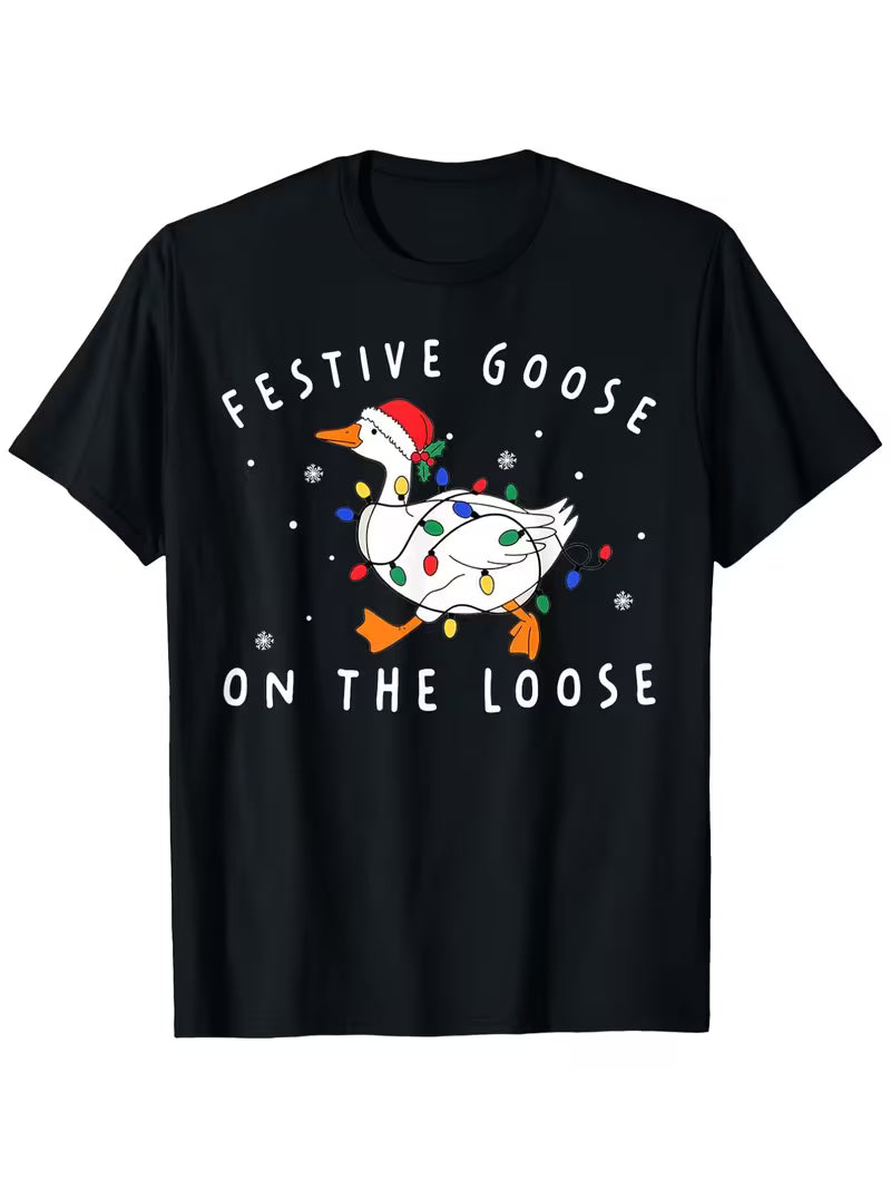Unisex Festive Goose Vinyl Graphic  T-Shirt