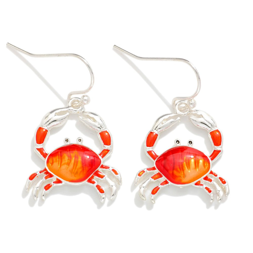 Acetate & Metal Crab Drop Earrings