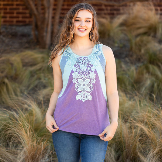 Embroidered Tank Top - Purple