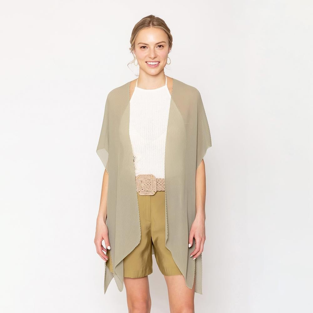 Do Everything In Love Solid Chiffon Ruana - Olive