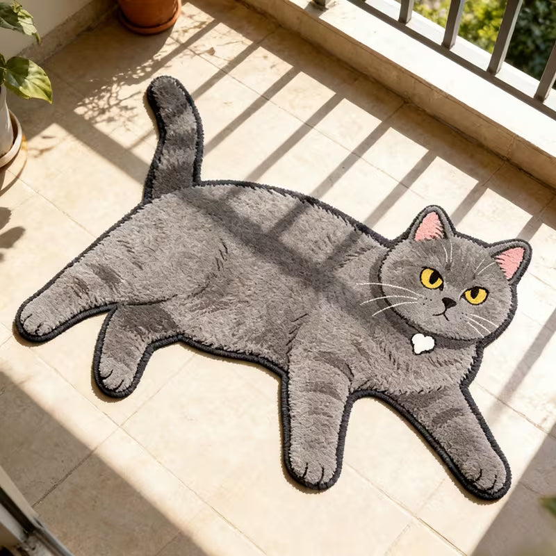 Preorder Grey Cat Shaped Bath/Bedroom/Kitchen Rug
