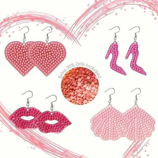 Preorder 5 Pink Diamond Art Earrings