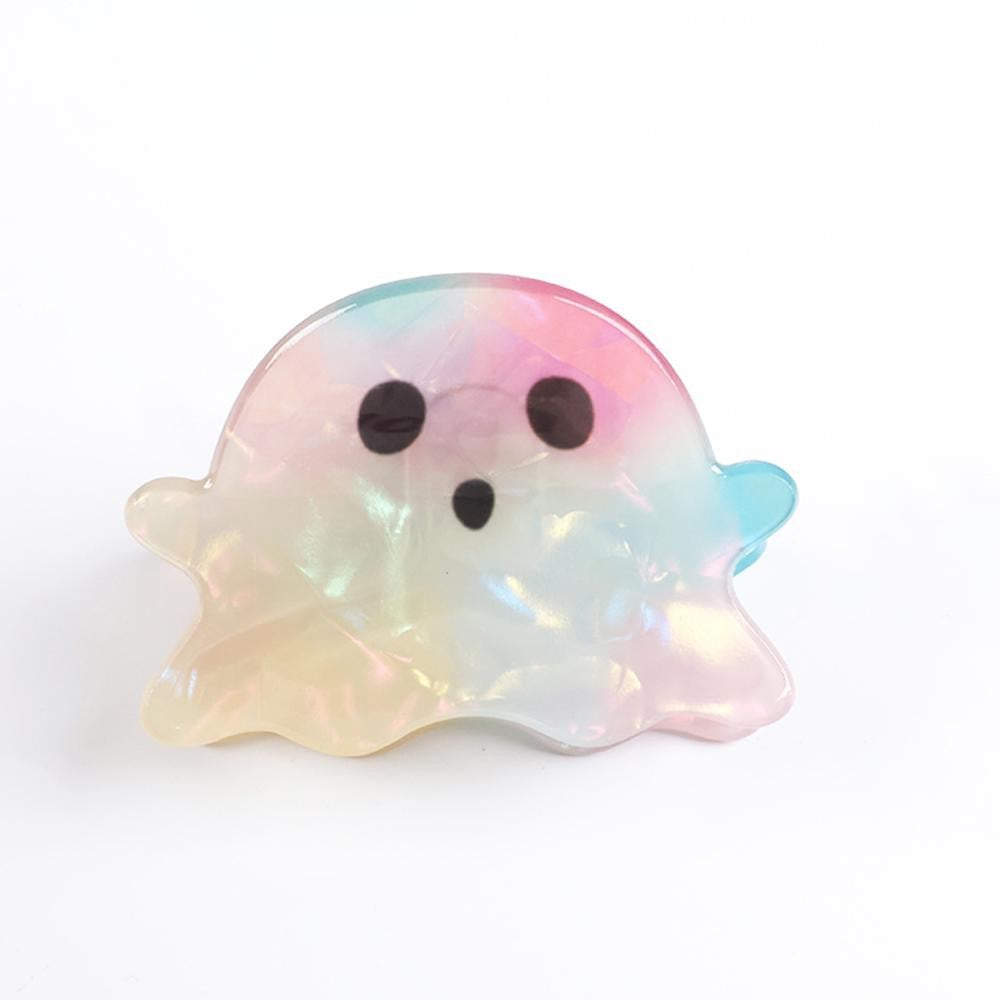 Rainbow Marbled Acetate Ghost Claw Hair Clip