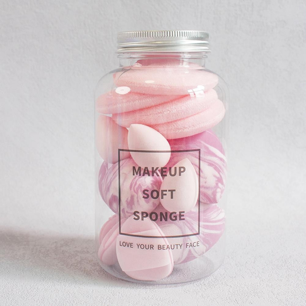 Jar Of Powder Puffs & Makeup Blenders