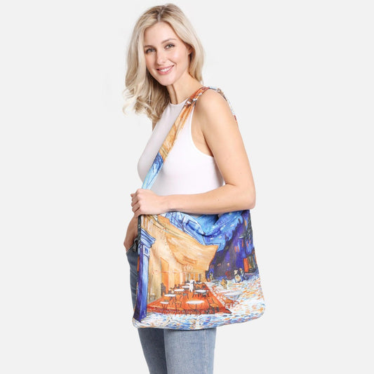 Two-in-One "The Cafe Terrace on the Place du Forum" Tote Bag that Unfolds Into a Beach Towel