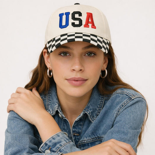 Do Everything In Love USA Embroidered Two Tone Checker Baseball Cap
