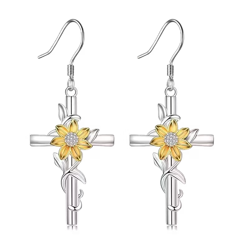 Sunflower Cross Earrings