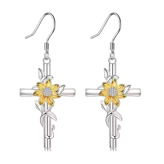 Sunflower Cross Earrings
