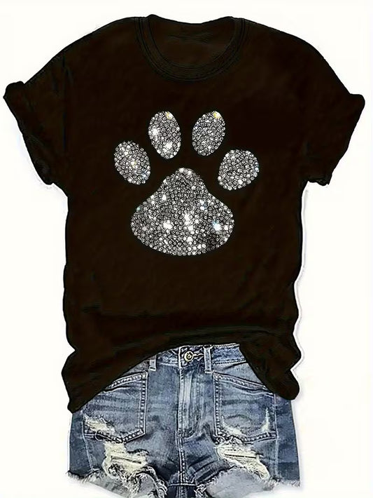 Unisex Silver Paw Print Vinyl Graphic  T-Shirt