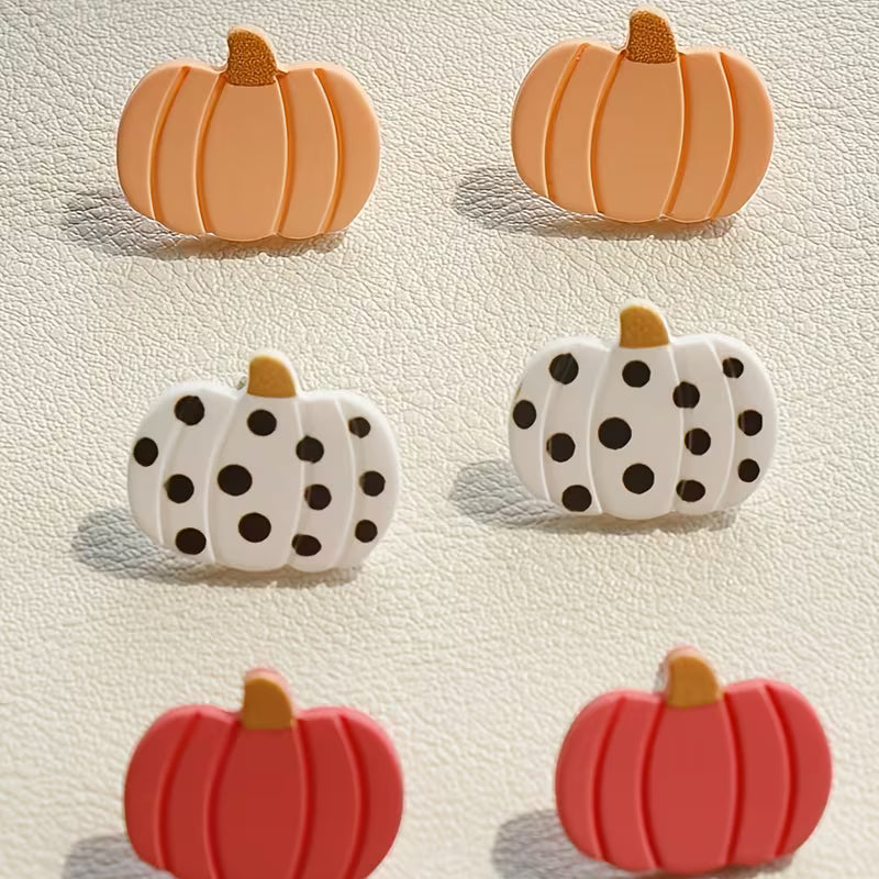 Set of 3 Pumkin Stud  Earrings