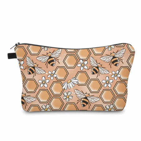 Bee Orange Honeycomb Water Resistant Pouch