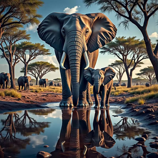 Preorder 8 x 8 Elephant & WaterDiamond Art