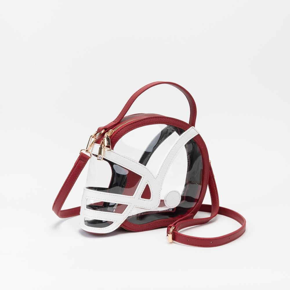 Clear Football Helmet Tote Bag With Vegan Leather Trim